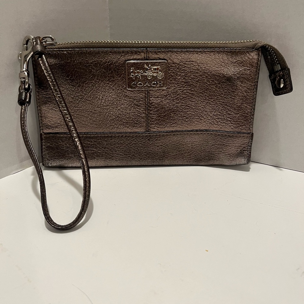 Coach Shimmering Bronze Wristlet with Stagecoach